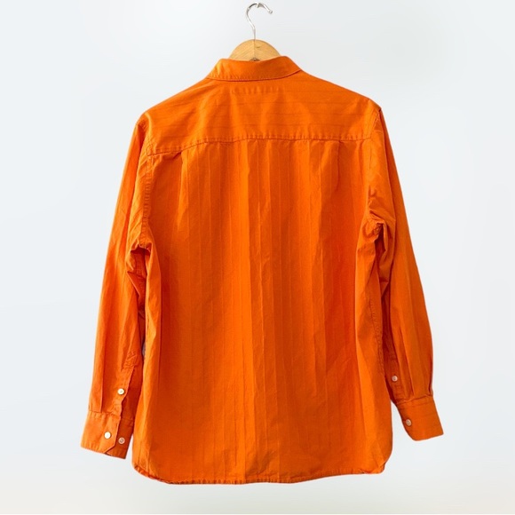 Perry Ellis size L Heavyweight Orange Striped Business Casual Button Front Shirt - Picture 2 of 8
